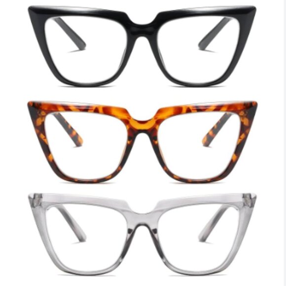 3 Pack Cat Eye Reading Glasses Oversized Blue Light Blocking Computer - Picture 1 of 5